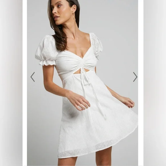 Showpo. | Dresses | Showpo Soft Mention Mini Dress Puff Sleeve Dress In  White Floral Size S | Poshmark